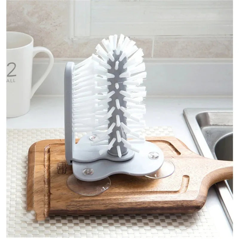 Cup Scrubber Glass Cleaner Sink 2-in-1 Suction Cup Cleaning Brush Gadget Kitchen Accessories Cleaning Products Gadget