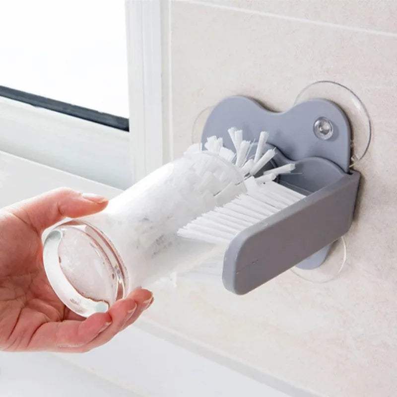 Cup Scrubber Glass Cleaner Sink 2-in-1 Suction Cup Cleaning Brush Gadget Kitchen Accessories Cleaning Products Gadget